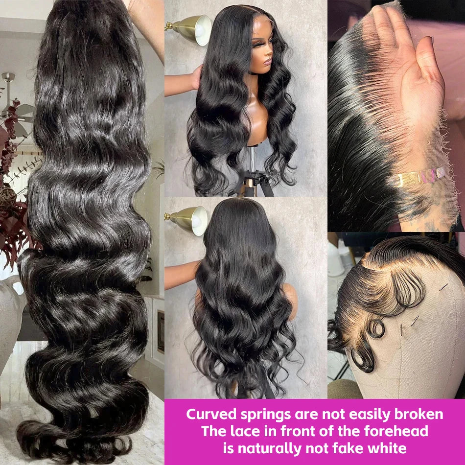 Hair Extensions and Wigs
30 34Inch Body Wave 13x4 HD Transparent Lace Frontal Wigs 250 Density 100% Human Hair Water Wave Lace Front Wig Pre Plucked