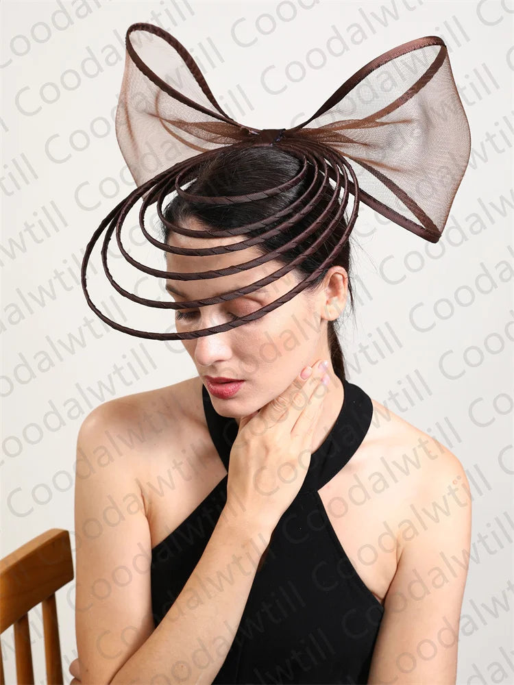 Hat Elegant Fascinator For Women Wedding Hat Heaband Ladies Derby Race Luxury Designer Headwear With Bow Hair Accessories Hair Clips