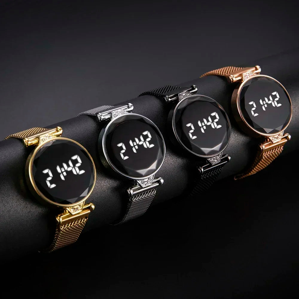 Women Watch Luxury Women's Watches Rose Gold Stainless Steel Ladies Wristwatch LED Digital Watch for Women Electronic Clock Reloj Mujer