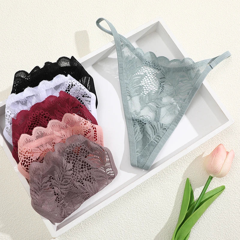 Panties
6Pcs/Set Lace Thong For Women Low Rise Soft Intimates Lingerie Sexy Lace Panties Color Ladies Comfortable Underpants Girls Panty