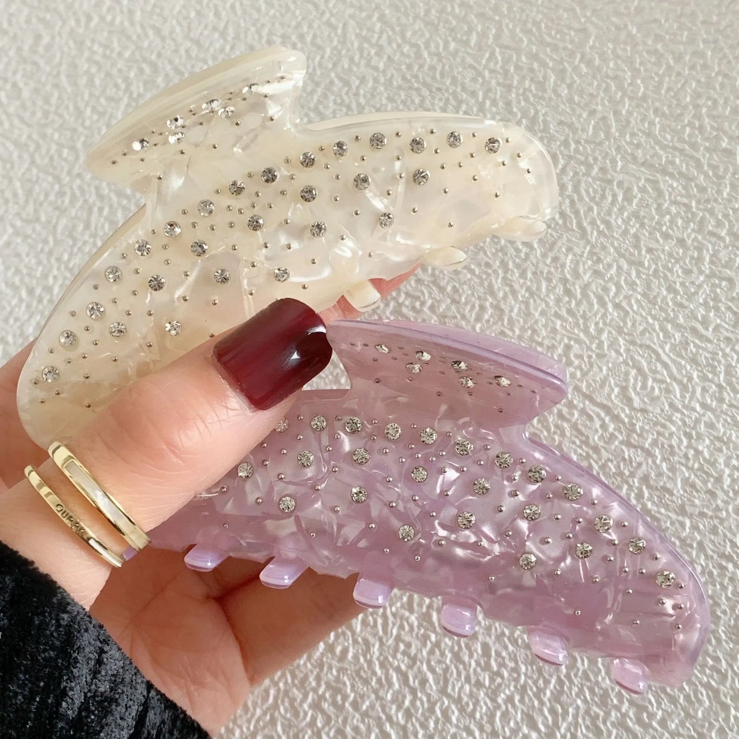 Elegant Look DuoShang Sweet Elegant Rhinestone Acetate Hair Claw Luxury Eco-friendly Claw Clip Crab Hair Clip for Women Girl Hair Accessories