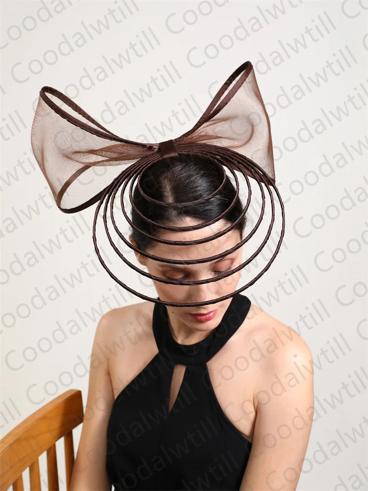 Hat Elegant Fascinator For Women Wedding Hat Heaband Ladies Derby Race Luxury Designer Headwear With Bow Hair Accessories Hair Clips