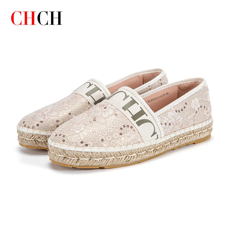 loafers Shoes Loafers Summer Women's Casual Shoes Flat Cloth Shoes Hemp Rope Weaving Beach Shoes Lace Girl