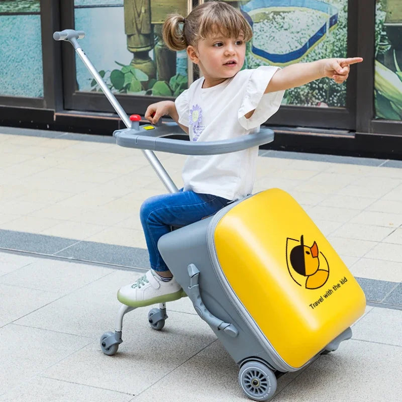 Travel Bag Children's Sit-down Trolley Suitcase Cycling Trolley Case for Unisex Carry-on Children's Luggage Multifunctional Suitcase