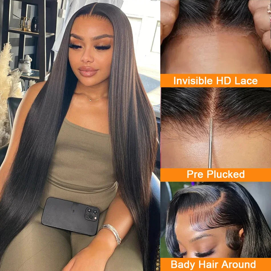 Hair Extensions and Wigs
Straight 13x4 HD Transparent Lace Front Wig 30 40 Inch 13x6 Lace Frontal Wigs Human Hair 250 Density Cheap Wig On Sale Clearance