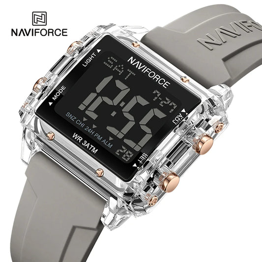 Women Watch NAVIFORCE New Female Electronic Watches Casual Wild 3ATM Waterproof Silicone Strap Ladies Wristwatch LCD Digital Watch for Women