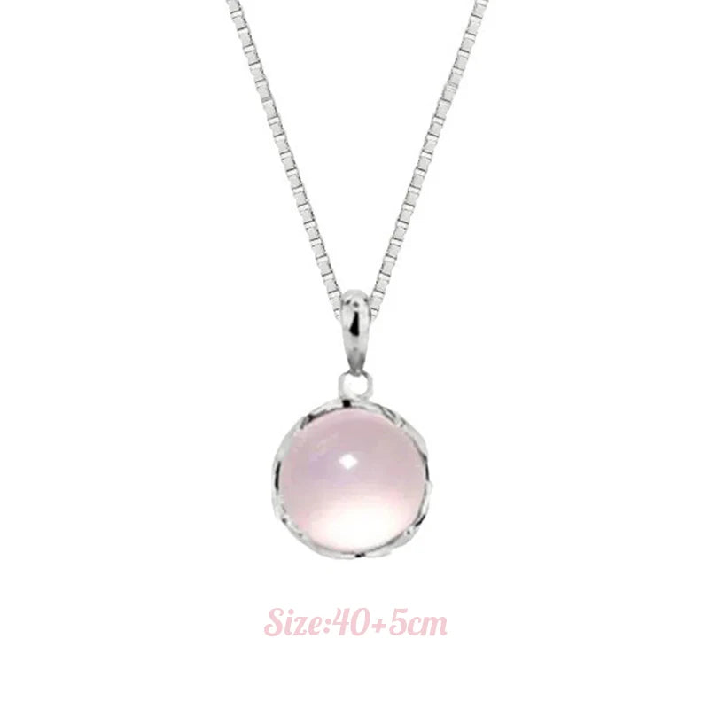 Necklaces Women Elegant Simple Round Opal Necklace For Women Girls Fashion Sweet Clavicle Chain Advanced Sense Necklace Jewelry Birthday Gifts