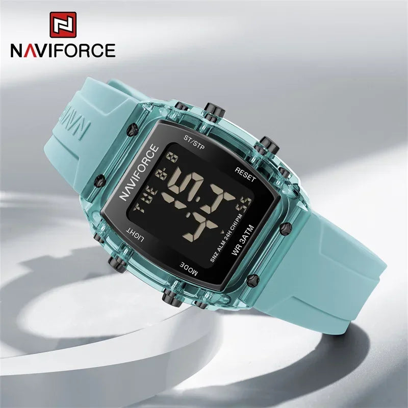 Women Watch NAVIFORCE Women Sports Watches Waterproof LCD Digital Silicone Bracelet Female Wristwatches Luminous Alarm Electronic Clock 2023