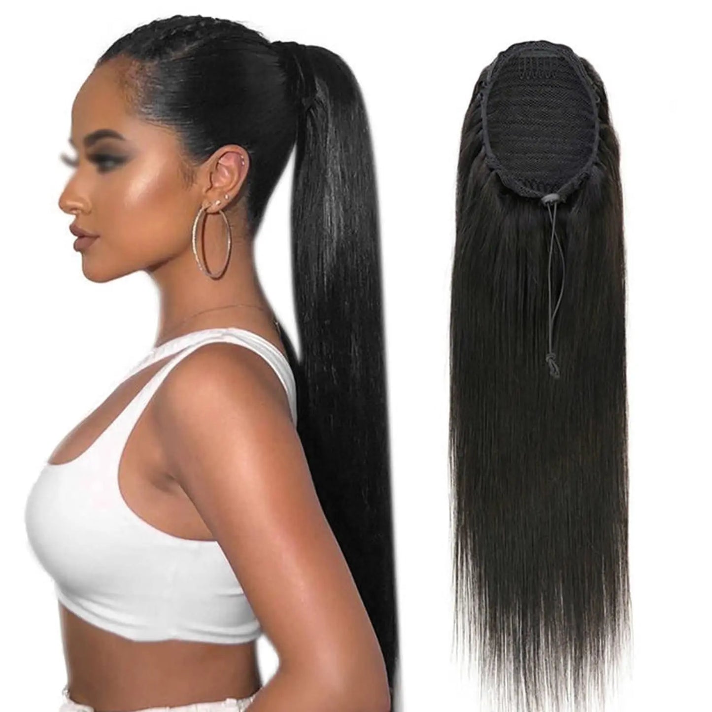 Hair Extensions and Wigs
Straight Ponytail Human Hair Extensions with Clip In Drawstring Ponytail Brazilian Hair Ponytails 1 Piece For Women Remy Hair