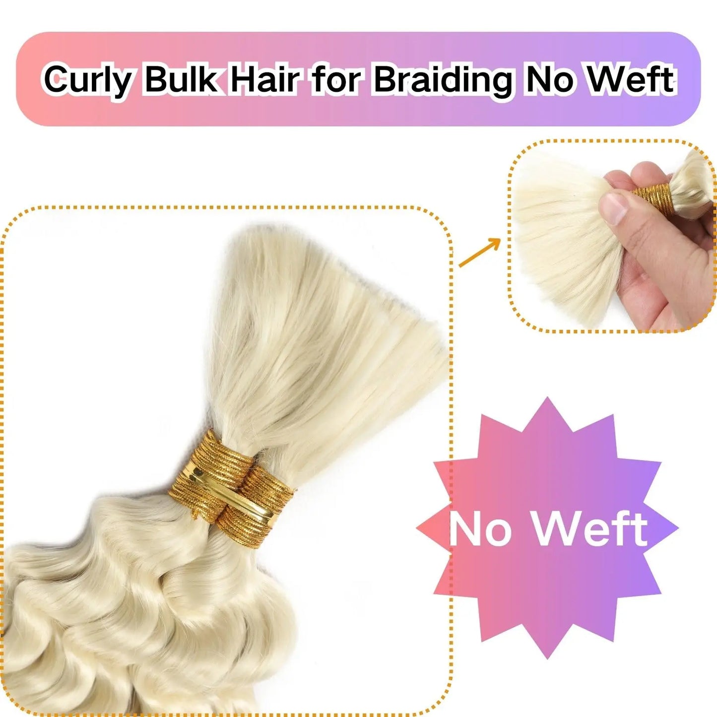 Hair Extensions and Wigs
613 Blonde Human Braiding Hair For Boho Braids Deep Wave Crochet Human Hair Braiding Hair Knotless Micro Bohemian Braiding Human