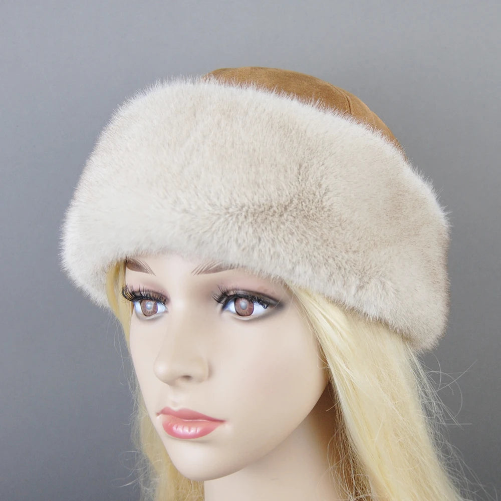 Hat False Fur Fashionable Brand Caps False Mink Fur Hats For Women Warm Russian Winter Hat Luxurious False Mink Fur Cap