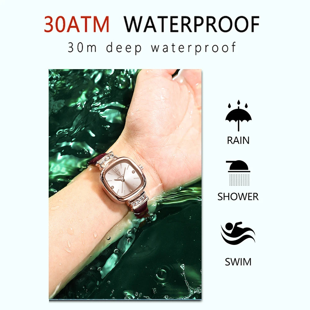 Women Watch POEDAGAR Women Watches Fashion Square Diamond Leather Quartz Watch Top Brand Luxury Waterproof Ladies Wristwatch Girlfriend Gift