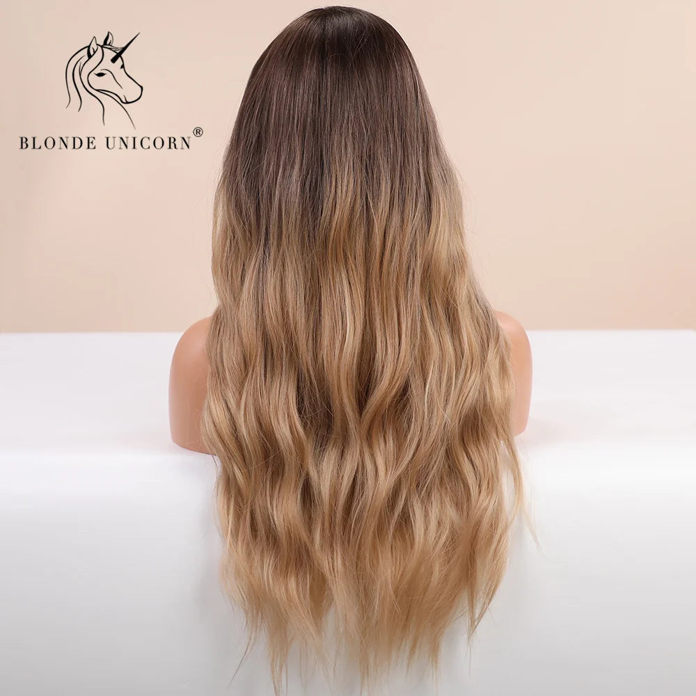 Hair Extensions and Wigs
Blonde Unicorn Synthetic Wig Ombre Blonde Brown Long Wigs Middle Part Hair Wig Daily Natural Wavy Heat Resistant Fiber for Women