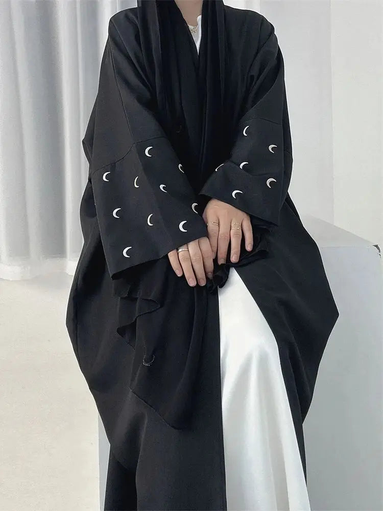 Ramadan Black Moon Abaya Kimono Kebaya Turkey Islam Muslim Modest Dress Damen Prayer Clothes Women Kaftans Robe Femme Musulmane