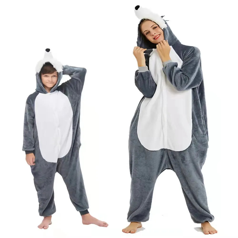 Winter Warm Sleepwear 
New Animal Wolf Pajamas Adults Winter Sleepwear Kigurumi Rabbit Pyjamas Women Onesies Cosplay Anime Costumes Flannel Jumpsuit