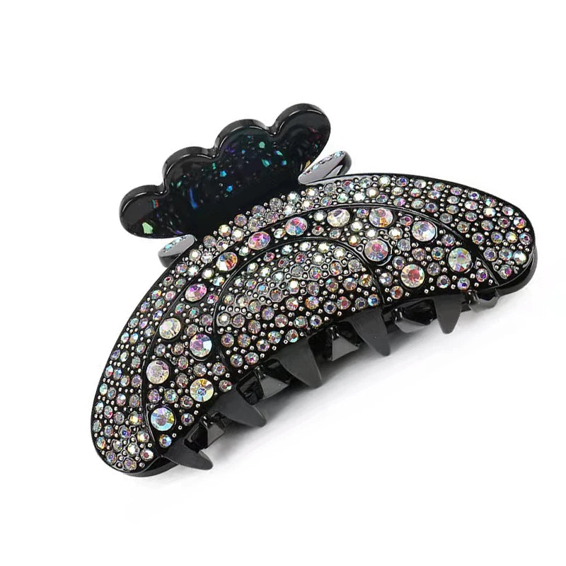 Elegant Look Luxury Full Rhinestone Hair Claws Acetate Hair Accessories For Women Large Long Crab Clasp  Hair Jewelry Bath Clips Hairpins