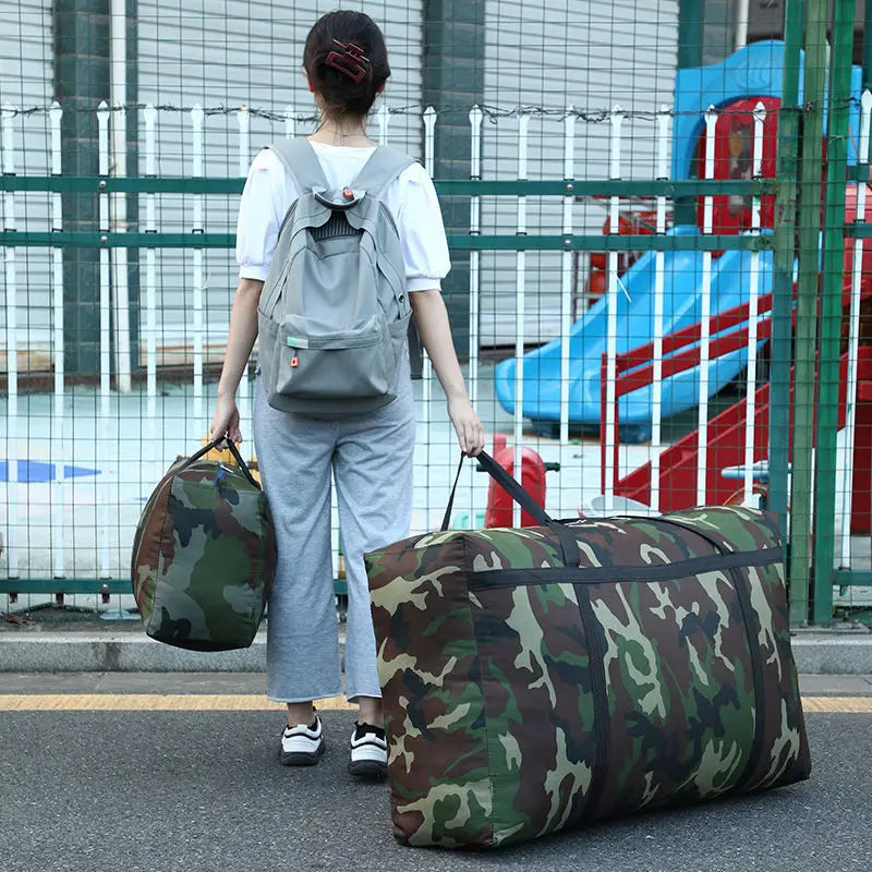 Travel Bag Camouflage Luggage Moving House Big Bag Thick Waterproof Oxford Cloth Moving Artifact Large Woven Storage Men's Travel Bag 180L