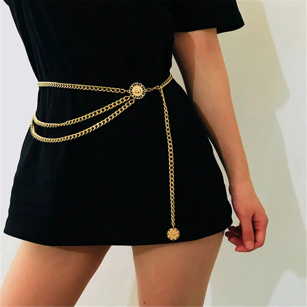 Waist Chain Fashion Light Luxury Alloy Body Chain For Women Retro Pendant Waist Belly Pants Skirt Belt Chain Women's Waistbands Body Jewelry