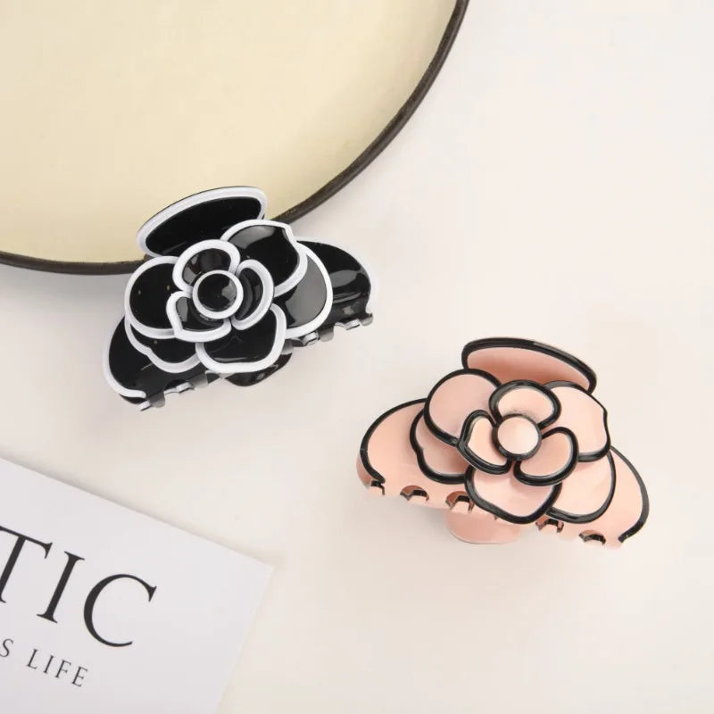 Elegant Look Camellia Acetate Hair Claw Clips Light Luxury Flower Claw Clip Crab Hair Clip for Women Girl Headwear Hair Accessories