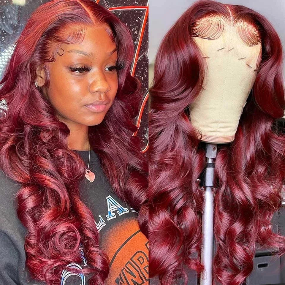 Hair Extensions and Wigs
250% Body Wave Burgundy 13x6 Hd Lace Frontal Human Hair Wig For Women Glueless 99j Lace Front Brazilian Wigs On Sale Clearance