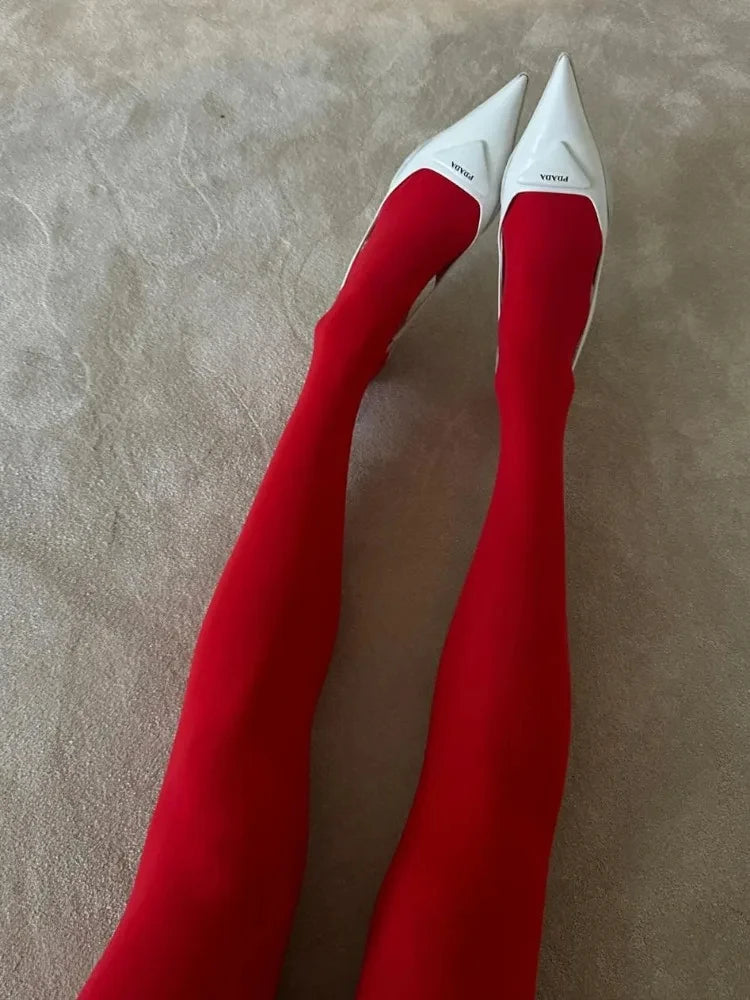 Tights 
New Red Pantyhose Female Year Red Socks Tights Women Stockings Slim Lingerie Anti-hook Silk Velvet Wedding Bride's Leggings ##