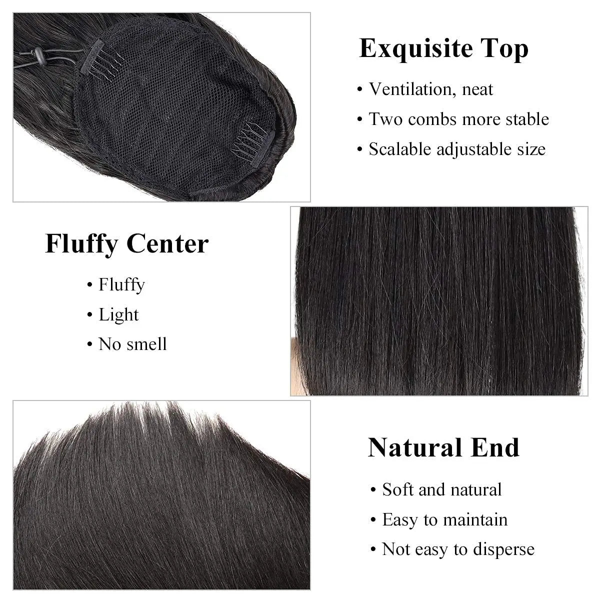 Hair Extensions and Wigs
Straight Ponytail Human Hair Extensions with Clip In Drawstring Ponytail Brazilian Hair Ponytails 1 Piece For Women Remy Hair