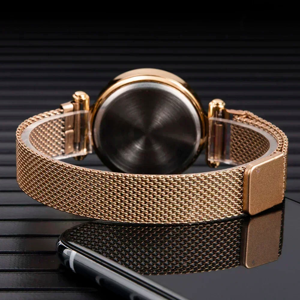 Women Watch Luxury Women's Watches Rose Gold Stainless Steel Ladies Wristwatch LED Digital Watch for Women Electronic Clock Reloj Mujer