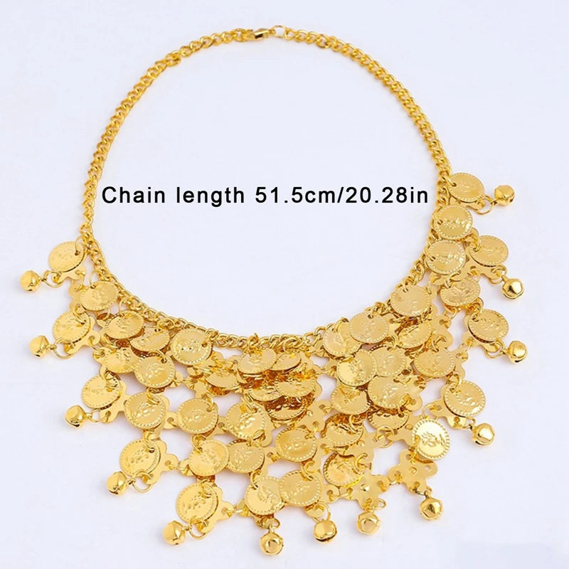 dancers  
Gold Color Carved Sequins Bell Choker Necklace for Women Ethnic Tribe Indian Belly Dance Summer Beach Jewelry