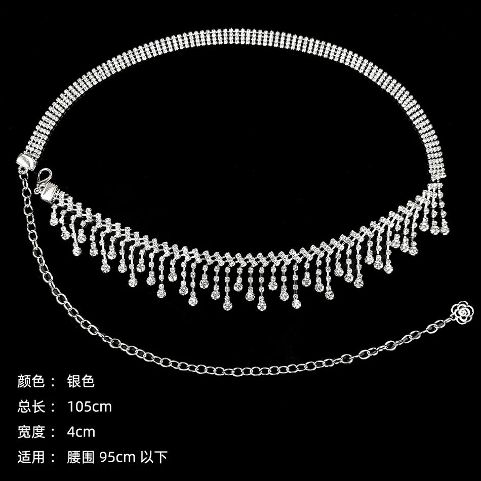 dancers  
Belly Dance Waist Chain Tassel Little Raindrop Diamond Chain Rhinestone Dance Practice Fashion Daily Skirt Chain