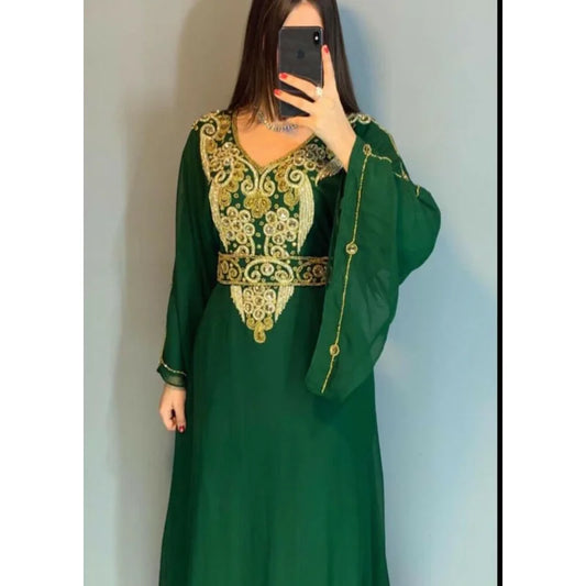 India and Pakistan Clothing 
White African Clothing Morocco Formal Beaded Farasa Dress Abaya Women's Dubai Long Shirt European and American Fashion Trends