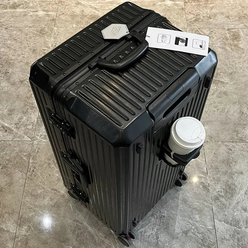 Travel Bag Large Capacity Travel Luggage Aluminum frame Suitcase pull rod Case 24/28/32 " with Cup Holder Travel Case Combination box