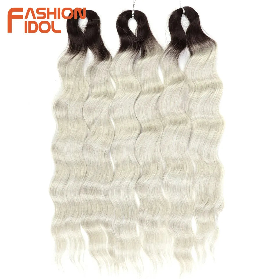 Hair Extensions and Wigs
FASHION IDOL Lena Hair Synthetic Deep Wave Braiding Hair Extensions 24 Inch Water Wave Crochet Braid Hair Ombre Blonde Fake Hair