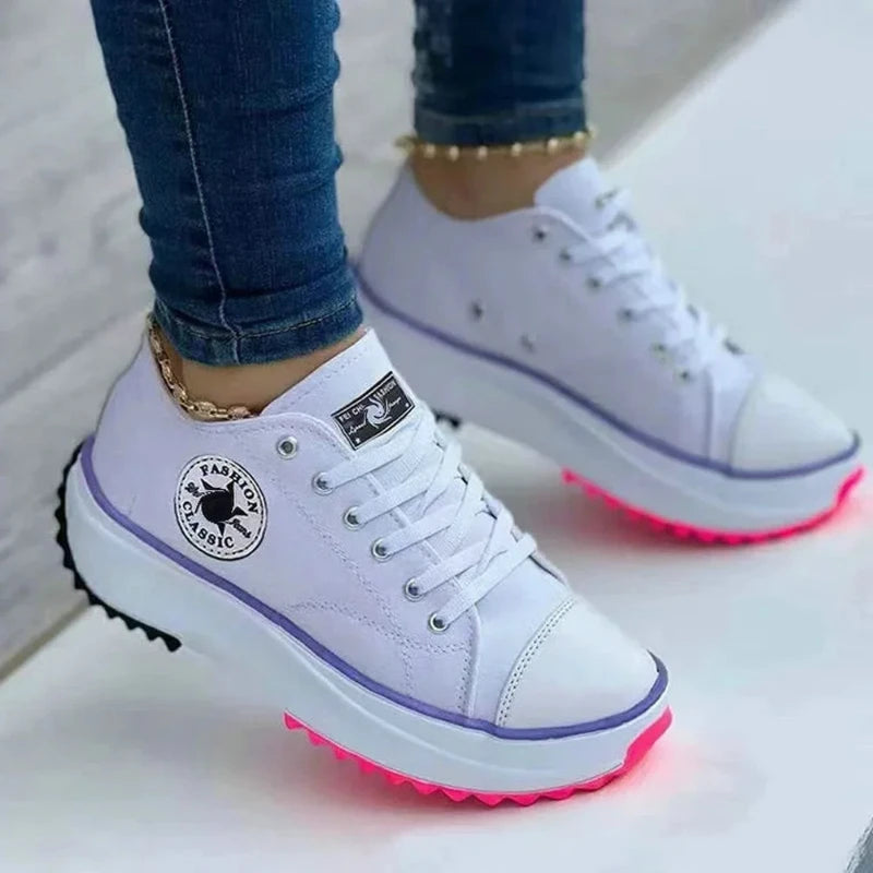 canvas shoes  Sneakers Fashion Platform Women Casual shoes High Quality Lace-Up Feamle Tennis Shoes 35-43