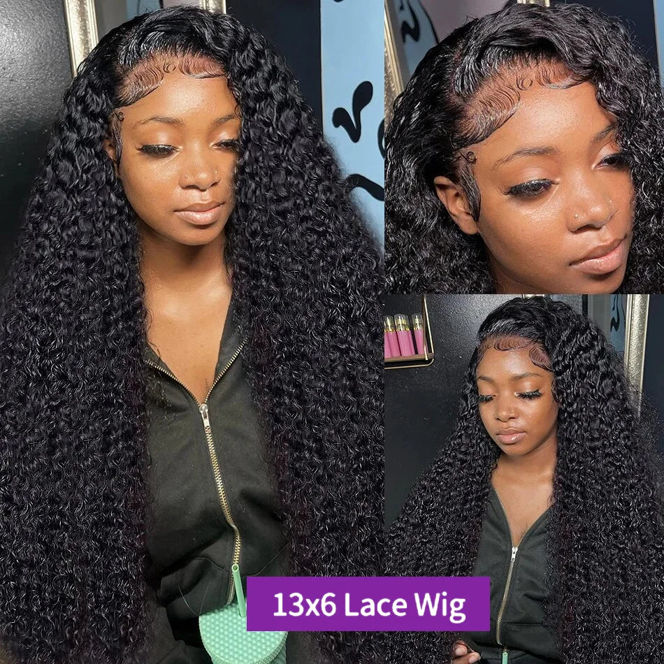 Hair Extensions and Wigs
30 inch natural deep wave lace frontal wigs 13x4 transparent lace front wig human hair brazilian black curly for women