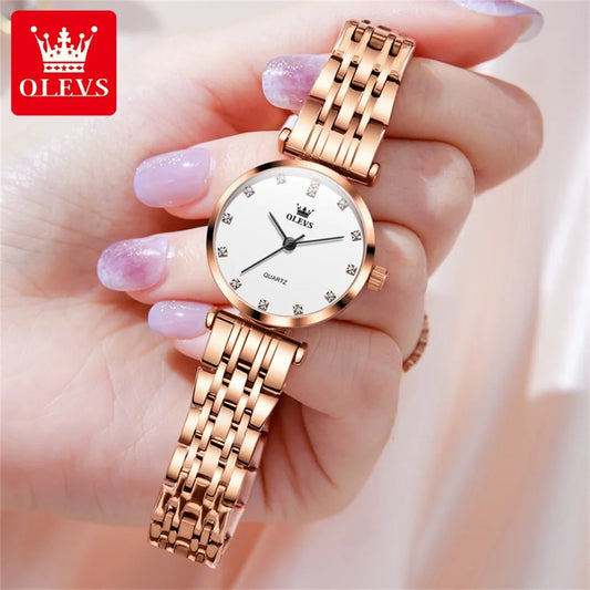 Women Watch OLEVS 5596 Elegant Luxury Brand Women's Watch Fashion Diamond Waterproof Stainless Steel Watch Classic Simple Quartz Women Watch