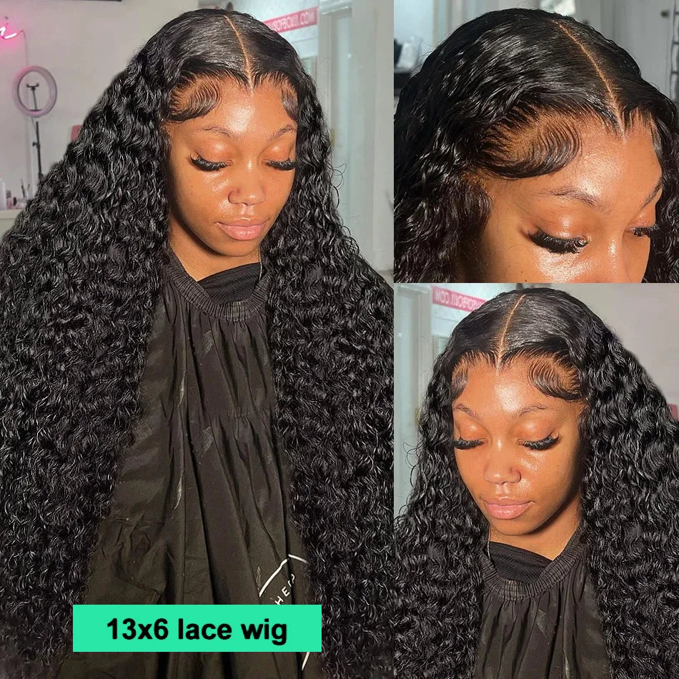 Hair Extensions and Wigs
30 inch natural deep wave lace frontal wigs 13x4 transparent lace front wig human hair brazilian black curly for women