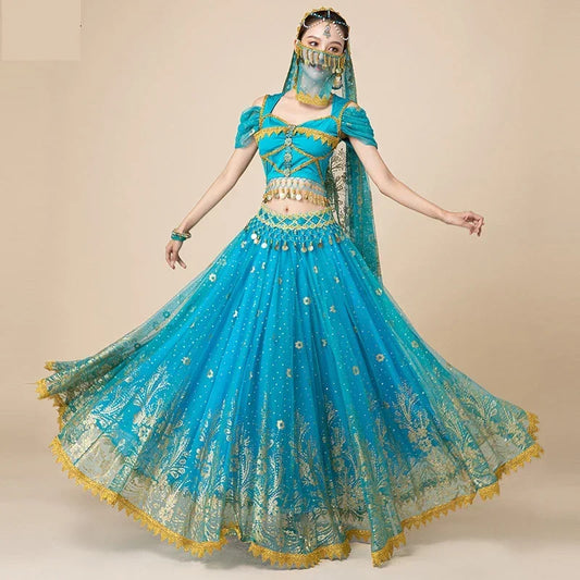 dancers  
Festival Princess Costume Indian Dance Embroidery Jasmine Costume Party Role Play Jasmine Princess Costume