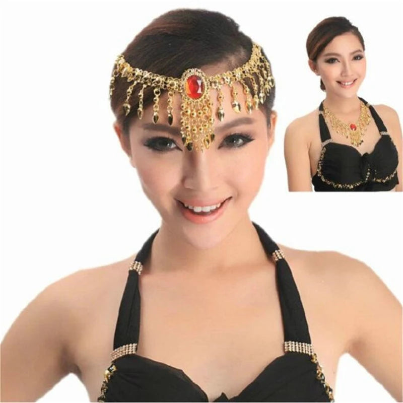 dancers  
Hair decoration hair band head Dance show out indian jewelry head Accessories belly dance Bohemian Boho Coin head chain hair