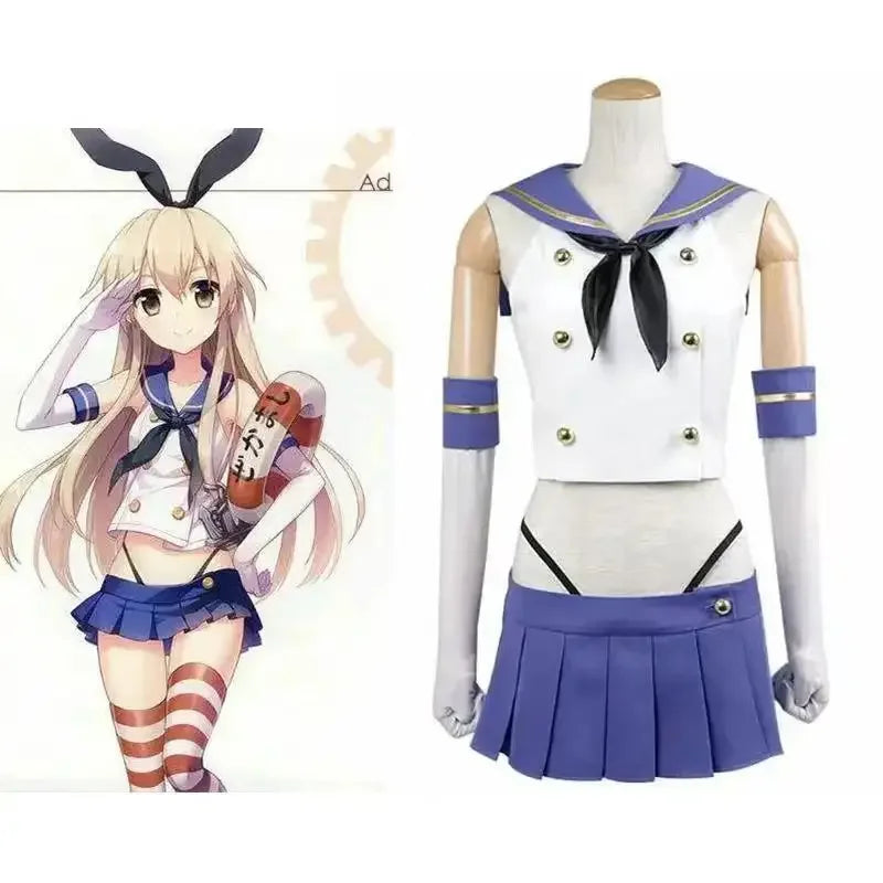 Exotic 
SingXeng Anime Kantai Collection Cosplay Shimakaze Cosplay Costume Women Sexy Dress Sailor Suit JK Uniform Customize