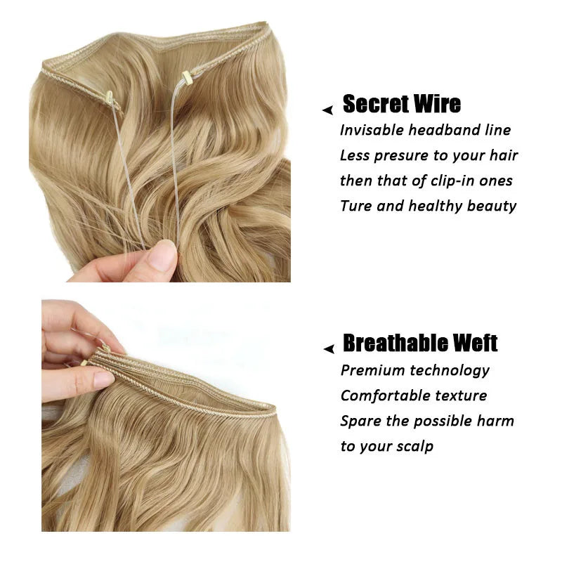 Hair Extensions and Wigs
No Clip No Glue Invisible One piece Hair Extensions 24inch Long Straight Wave Synthetic Heat Resistant String Hairpiece