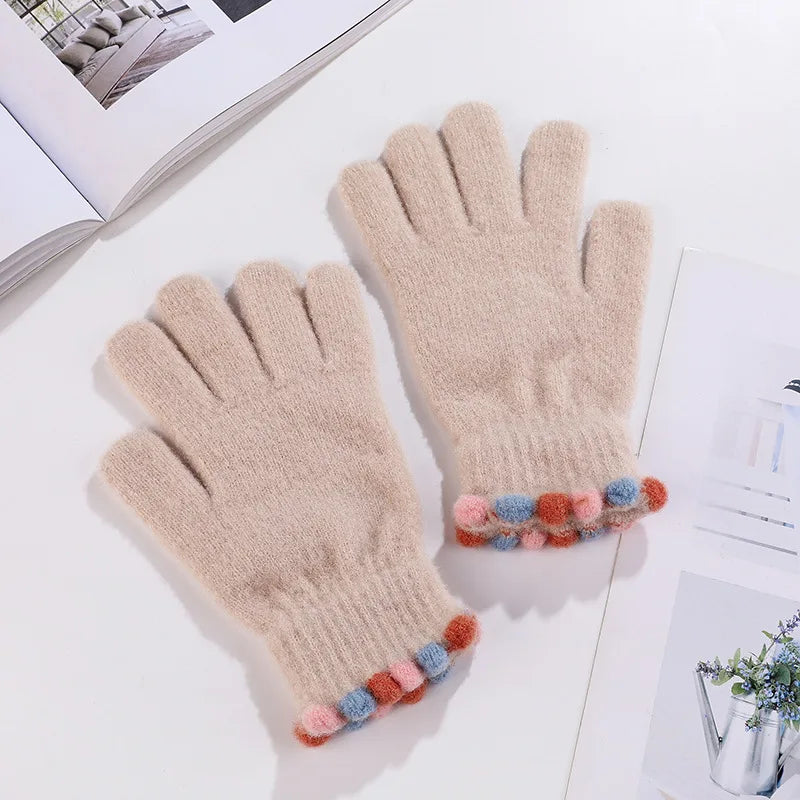 High Quality Autumn Winter Women Keep Warm Touch Screen Knitting Gloves Thick Simple Style Cute Lovely Sweety Elasticity Windproof