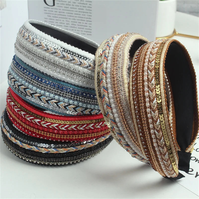 Elegant Look Luxury Wide Hair Bands Hoop for Women Vintage Soft Elastic Fabric Headband Fashion Girls Hairband Headwear Hair Accessories