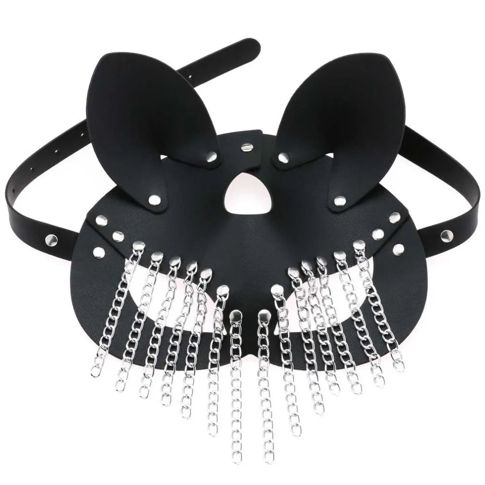 European Clothing
European and American Punk Style Personality Chain Leather Mask Party Masquerade Men and Women Decorated Mask Eye Mask