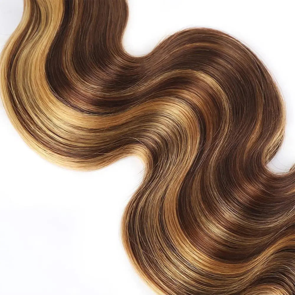 Hair Extensions and Wigs
Body Wave P4/27 Human Hair Bundles Bundle Hair Weave Weaves For Women 12A Remy Hair Wet And Wavy P4/27 Bundles 28 28 28 Inch