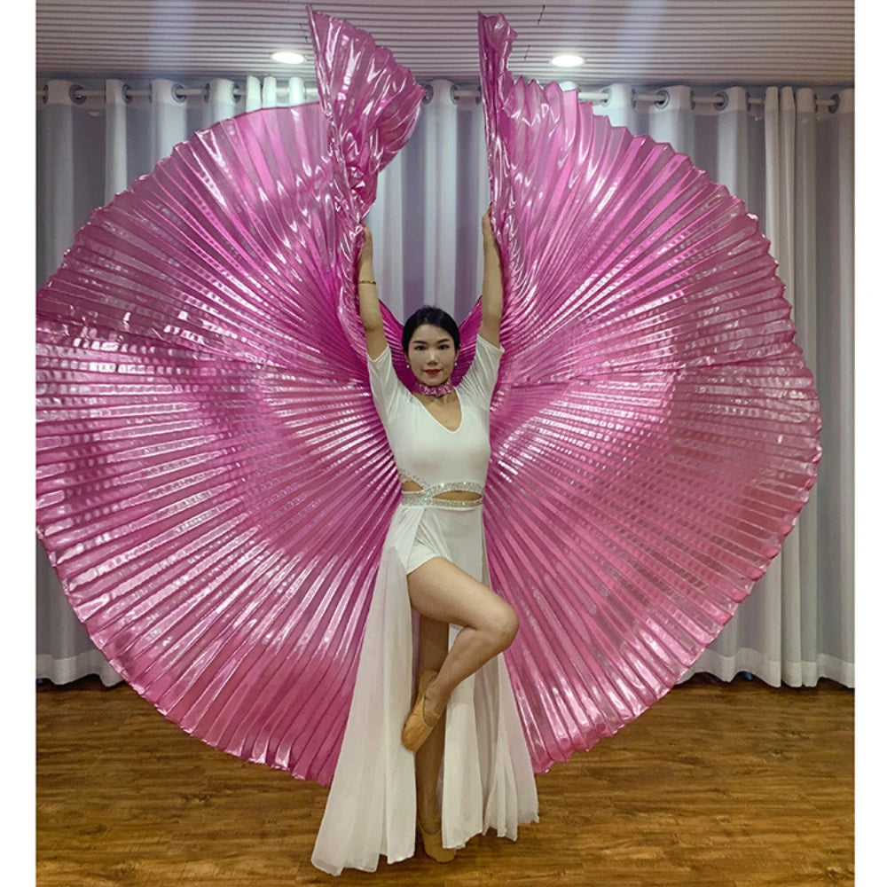 dancers  
Adult Semi-transparent Oriental Dance Props Costume Plus Size Perform Belly Dance Isis Wings 360 Degree Gold Wings Large Version