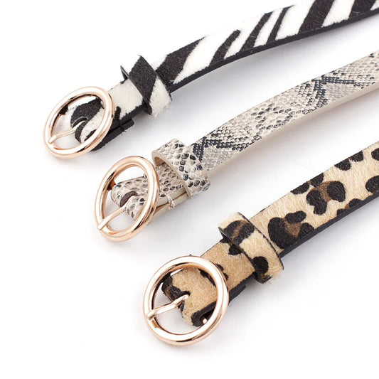 Belts Woman belt Leopard Pattern Snake Skin print  Zebra Print Golden circle pin buckle waistbelt  PU leather  fashion casual luxury