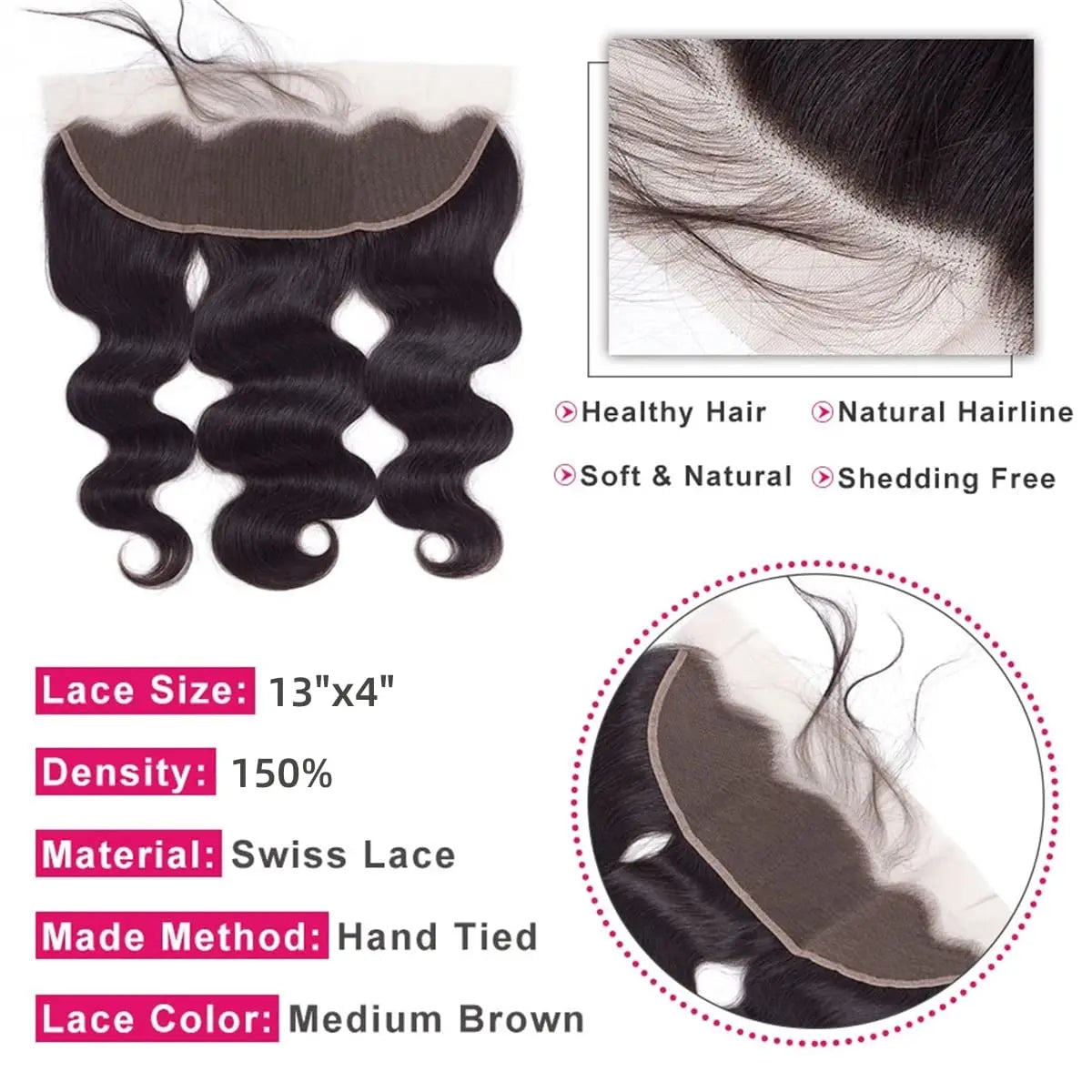 Hair Extensions and Wigs
Bundles with Frontal Body Wave 100% Unprcessed Brazilian Virgin Human Hair 3 Bundles With 13x4 Ear to Ear HD Lace Frontal Hair