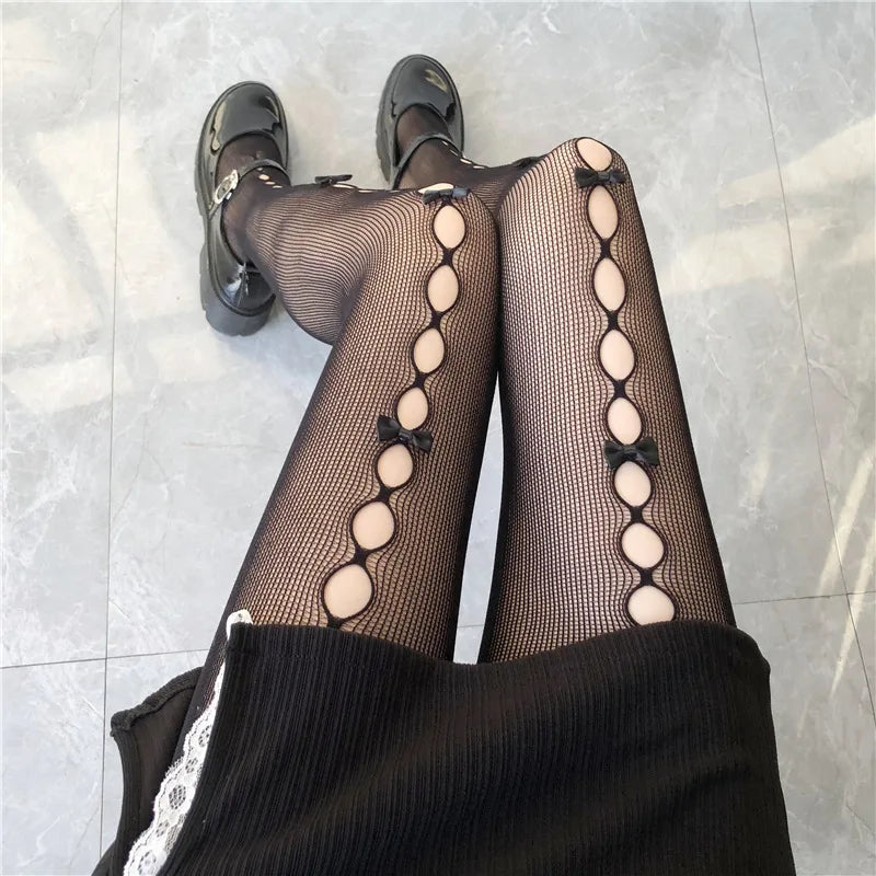 Tights 
Lolita Bow Knot Fishnet Stockings Wedding Beautiful Girl JK Girl Lace Pantyhose JK Lolita Fishnet Tights