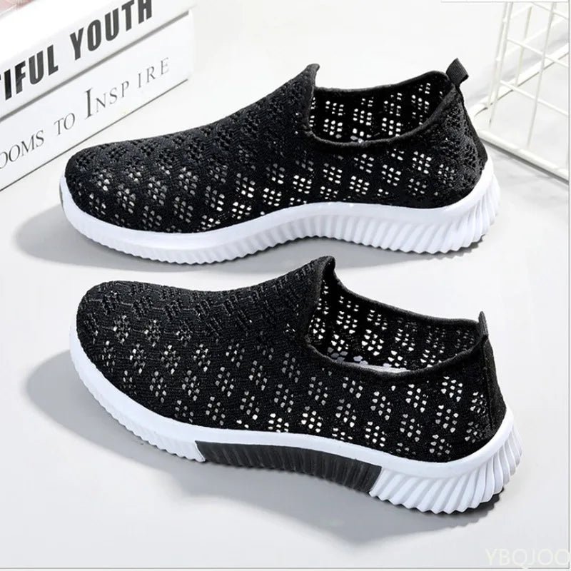 Sneaker women New Fashion Mesh Shoes Women Shoes Mesh Sports Shoes Breathable Flats Soft Sole Casual Sneakers