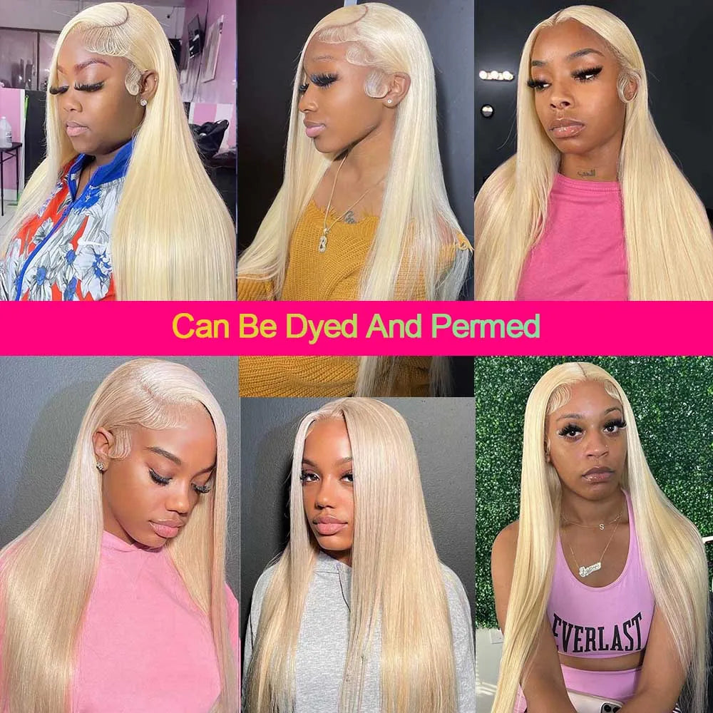 Hair Extensions and Wigs
Blonde 613 13x4 Lace Frontal Human Hair Straight Transparent Lace Front Closure Pre Plucked With Baby Hair Brazilian Remy Hair